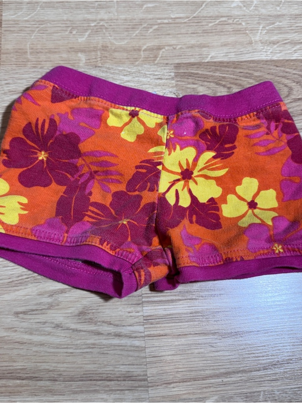 Girls Floral Swim/Active Shorts - Orange, Pink, Yellow
